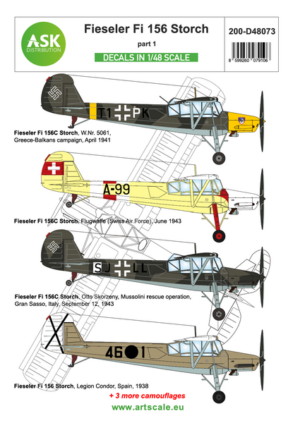 Fieseler Fi 156 Storch – Decals Teil 1 mit Schweizer Variante