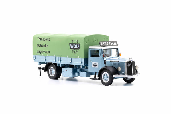 Saurer S4C Pritsche-Plane «Peter Wolf Chur»