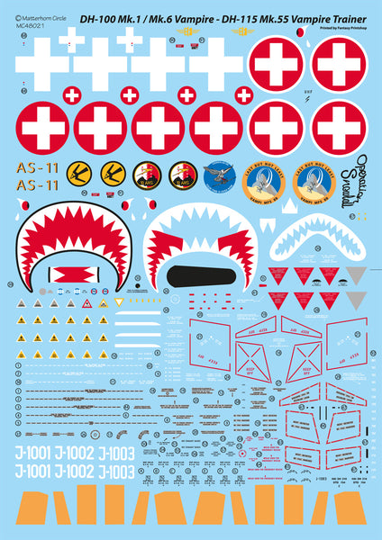 de Havilland DH-100 Mk.1, Mk.6 Vampire & DH-115 Mk. 55 Vampire Trainer